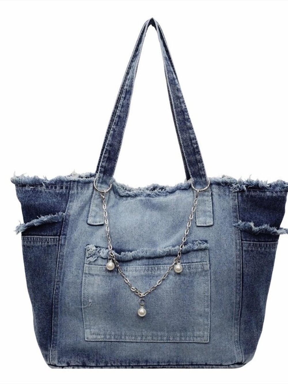 Women's Large Denim Tote Hobo Jean Handbag